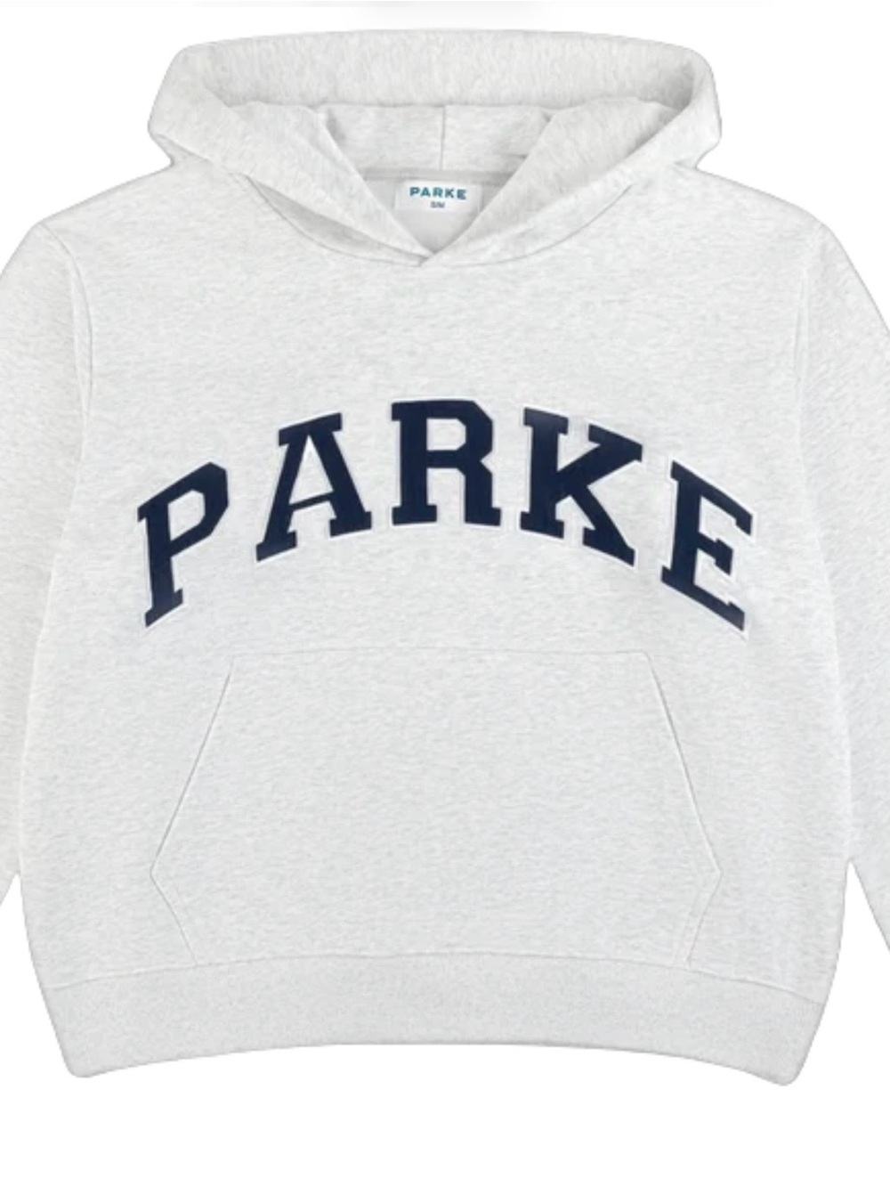 Parke Light Gray Pullover Hoodie with Navy Arch Logo